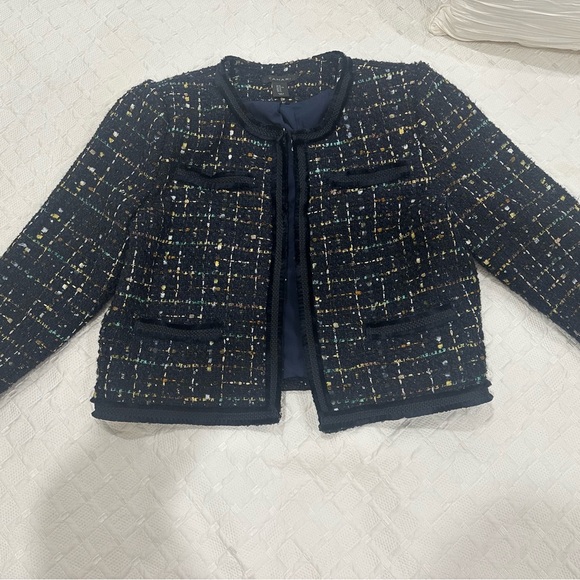 Tahari Navy Tweed Blazer - Picture 2 of 2
